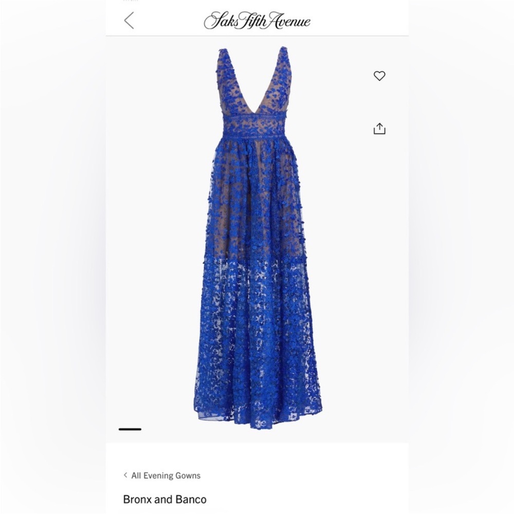Bronx and Banco blue lace evening gown